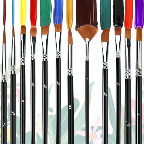 Freedy Craft Painting Brushes Set of 12 Professional Round Pointed Tip Nylon Hair Artist Acrylic Paint Brush for Acrylic/Watercolor/Oil Painting 21 - Image 4