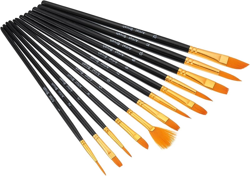 Freedy Craft Painting Brushes Set of 12 Professional Round Pointed Tip Nylon Hair Artist Acrylic Paint Brush for Acrylic/Watercolor/Oil Painting 21 - Image 1