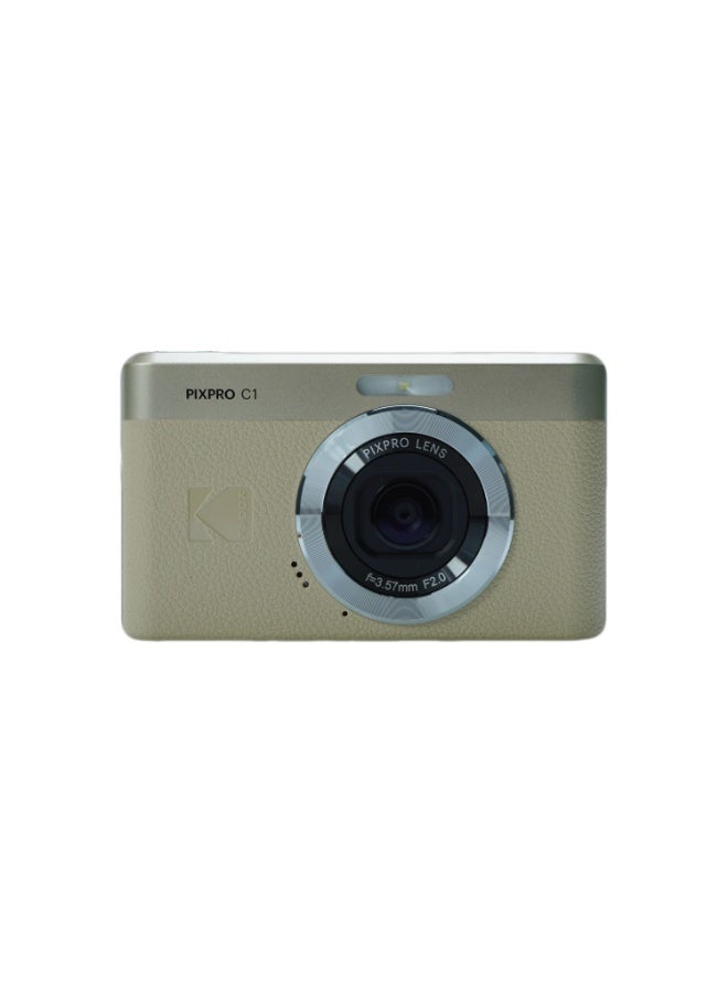 Kodak Co PIXPRO C1 Friendly Zoom Digital Camera - 13MP Compact Point and Shoot with 2.8” 180° Tilt LCD Flip Screen, Retro Vintage Design with 4X Zoom and 1080P Full HD Video for Travel, Vlogging, Tan - Image 1