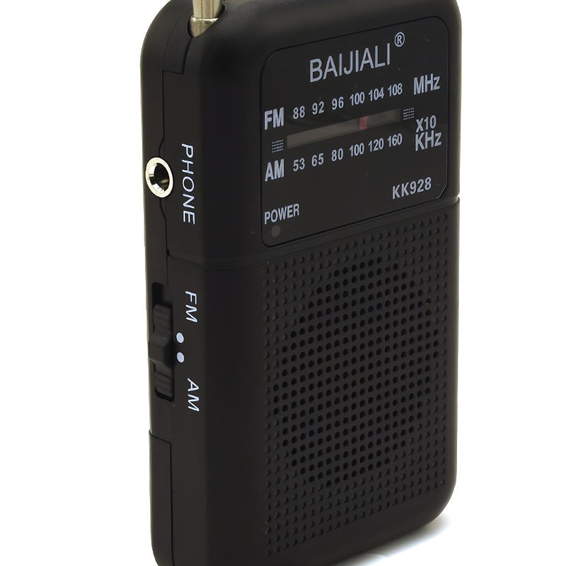 BAIJIALI Silvery Portable AM FM Pocket Radio with Speaker Headphone Jack 2AA Powered Lightweight - Image 4