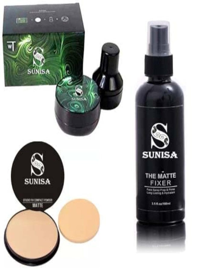 SUNISA Bb And Cc Cream Full Coverage Foundation For All Skin Type With Mushroom Head Air Cushion 20G And 1 The Matte Fixer With 1 Studio Fix Compact Powder- (Pack Of 3) - Image 1