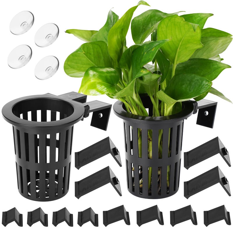 Borlech 2025 New Upgraded Aquarium Plant Holder with 1.57-inch Extension Hooks and Suction Cups for Fish Tank Aquaponic Plant Cultivation and Aquascape Accessories Decorations (2 PCS) - Image 1