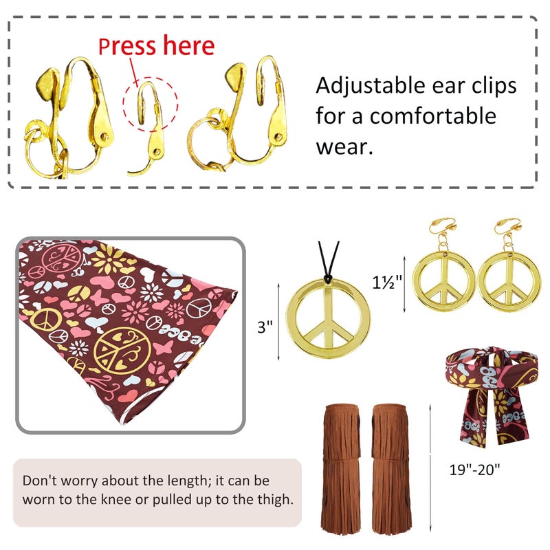 Fairycece Hippie Costume Women 70s Outfits Disco Dress 60s Adults Plus Size 1970s Clothing - Image 5