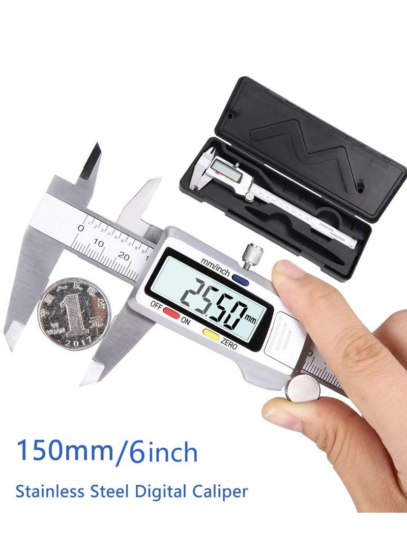 Digital Caliper 6 Inch 150mm Measuring Tool, Electronic Micrometer Vernier Calipers, Accurate Measurement, 0.01mm Resolution Stainless Steel Large LCD Screen Measuring device - Image 3