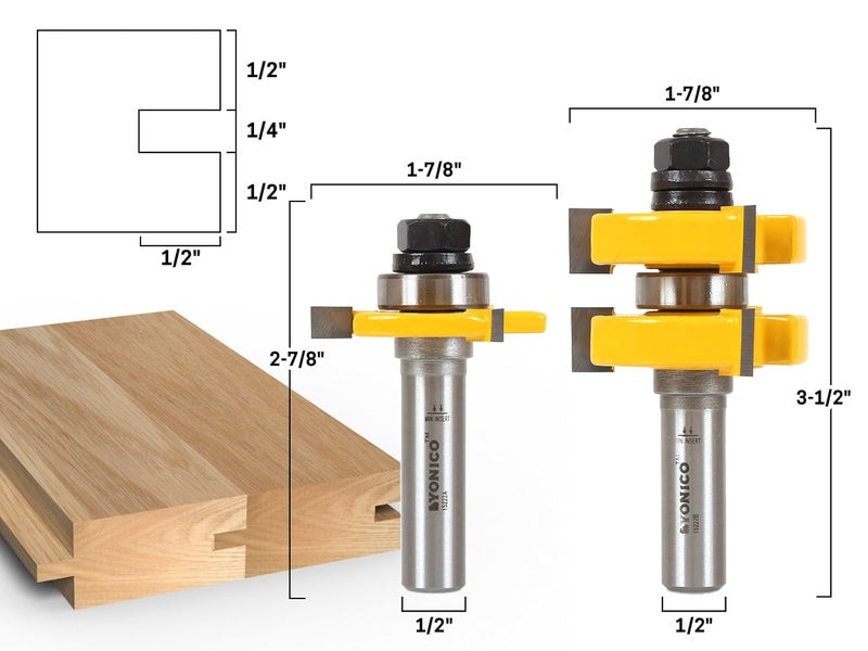 Yonico Router Bits Tongue & Groove Set 1-1/4-Inch 2 Bit 1/2-Inch Shank 15222 - Image 2
