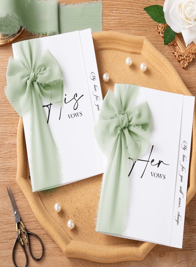 DORIS HOME Sage Green Chiffon Ribbon for Flower Bouquet, 2" x21Yd Fabric Ribbon for Gift Wrapping, Handmade Frayed Ribbon for Wedding/Christmas Decorations - Image 4
