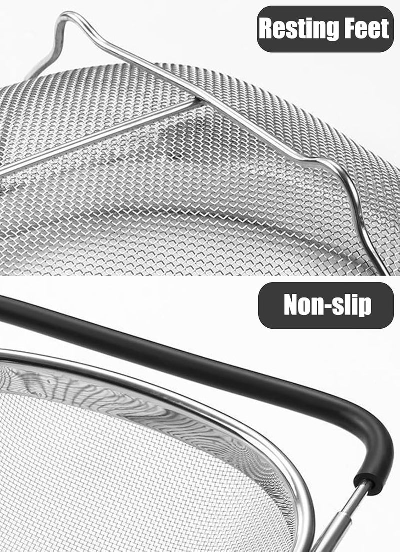 DOPMEP Fine Mesh Colander Over The Sink 6 Quart Stainless Steel Strainer Basket & Expandable Rubber Grip Handles - Strain, Drain, Rinse Fruits, Vegetables | Expandable Rubber Grip Handles - Strain, Drain, Rinse Fruits, Vegetables - Image 4