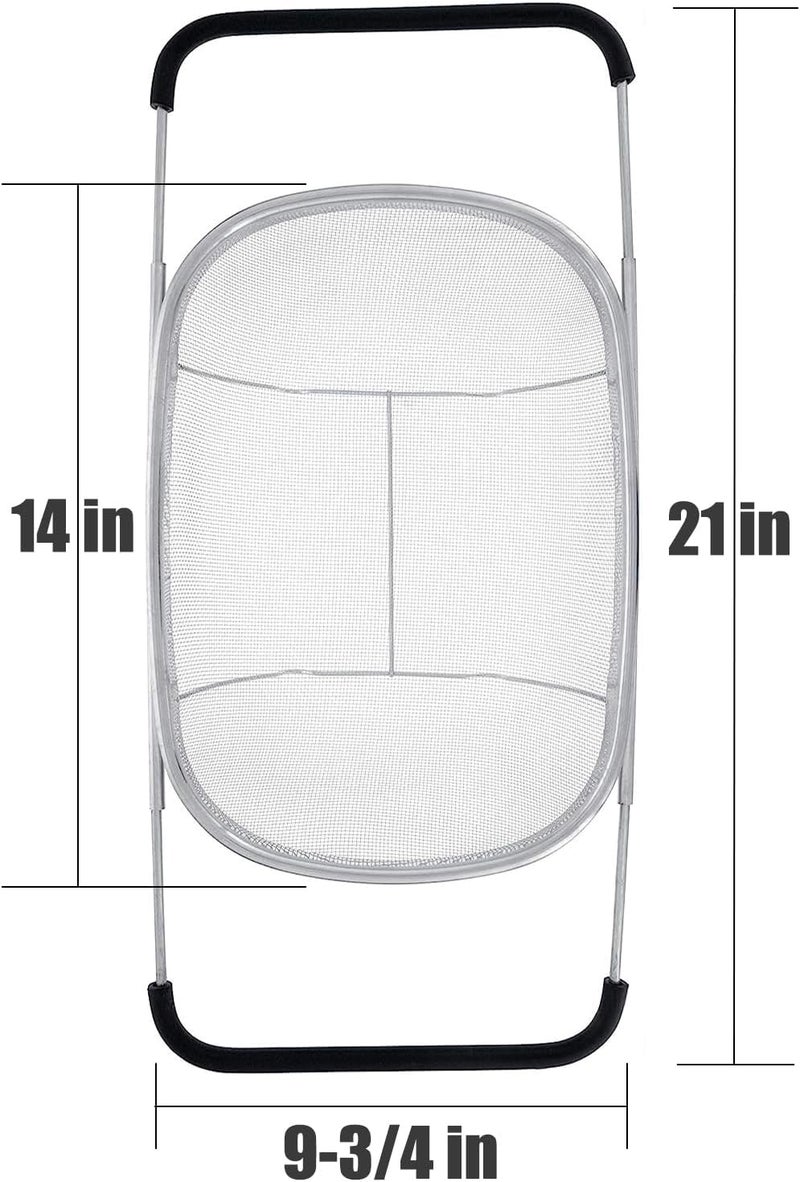 DOPMEP Fine Mesh Colander Over The Sink 6 Quart Stainless Steel Strainer Basket & Expandable Rubber Grip Handles - Strain, Drain, Rinse Fruits, Vegetables | Expandable Rubber Grip Handles - Strain, Drain, Rinse Fruits, Vegetables - Image 2