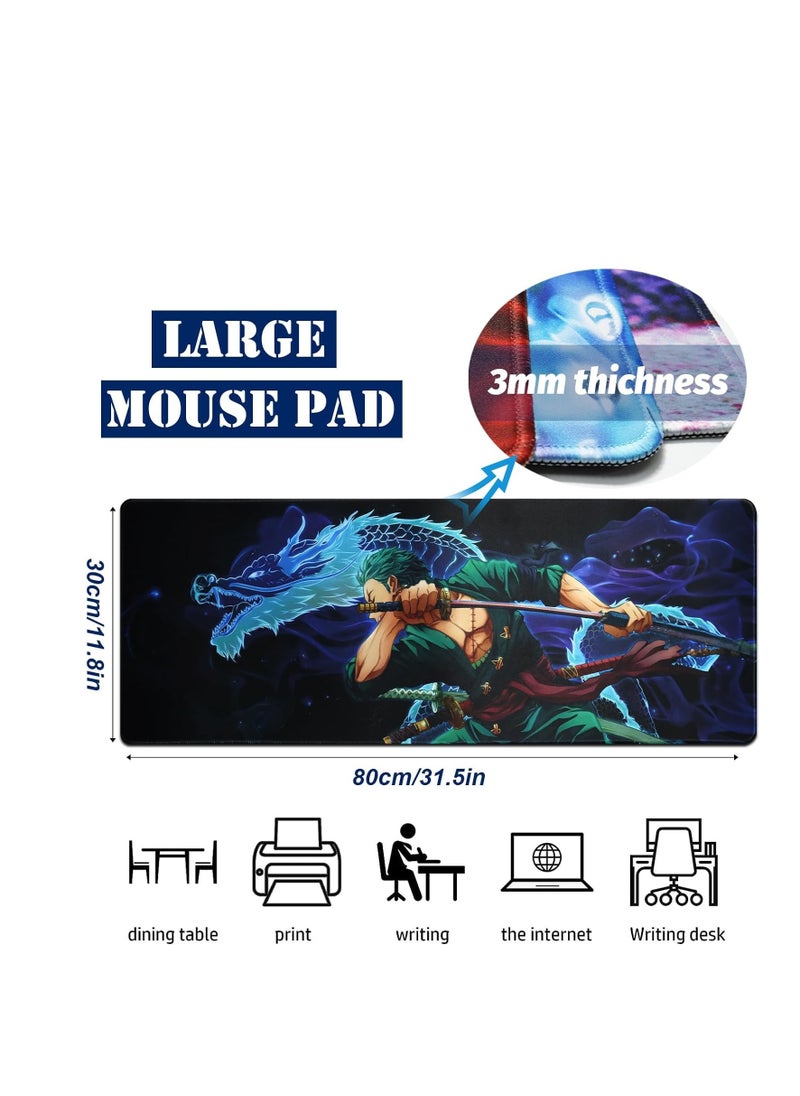 KASTWAVE - Large Mouse Pad, Anime Character Mouse Pad Large Extended Anime Gaming Mousepad Waterproof Non-Slip Rubber Base Stitched Edges Desk Mat for Computer Laptop Office Work and Study, Desk Mat 24 x 14 in - Image 1