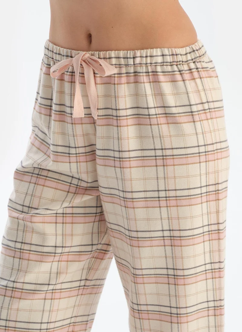 dagi T-shirt & Trousers Pajama Set U-neck %100 Cotton Mid Rise Sleepwear