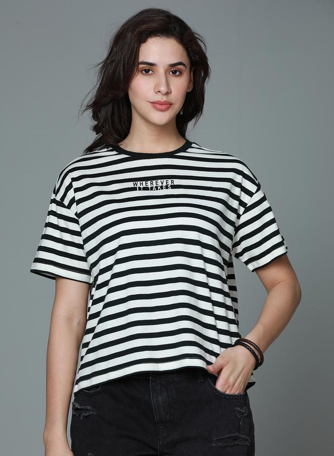 HIGH STAR Boxy Fit Striped T-Shirt by Styli  - Image 2