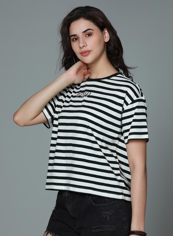 HIGH STAR Boxy Fit Striped T-Shirt by Styli  - Image 3