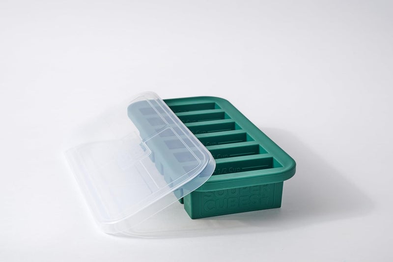 Souper Cubes مكعبات سوبر 1/2 كوب قالب سيليكون للتجميد بغطاء، كالي، عبوة واحدة | 100% سيليكون معالج بالبلاتين مكعب تجميد، آمن للفرن والميكروويف، مثالي لتجميد المرق والصلصات والأطباق الجانبية والمزيد - Image 1