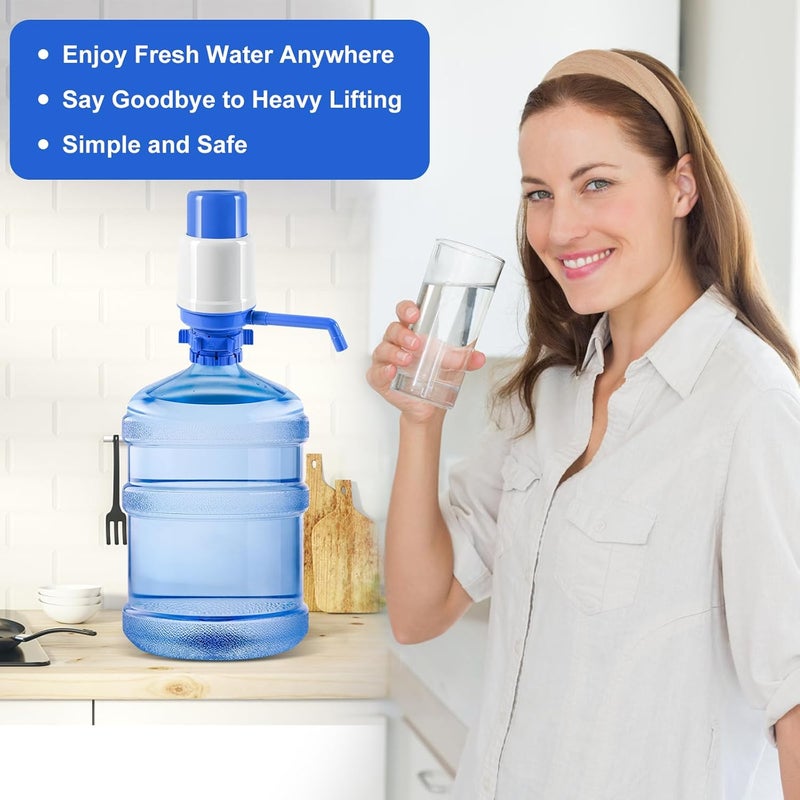 Lirches Manual Water Dispenser for 5 Gallon Bottle - Hand Press 5 Gallon Water Dispenser, Secure Fit on Crown Top Jugs - Adjustable Tube Length, Protective Spout Cap, Cleaning Brush, BPA-Free Food Grade - Image 3