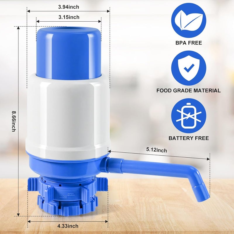 Lirches Manual Water Dispenser for 5 Gallon Bottle - Hand Press 5 Gallon Water Dispenser, Secure Fit on Crown Top Jugs - Adjustable Tube Length, Protective Spout Cap, Cleaning Brush, BPA-Free Food Grade - Image 4