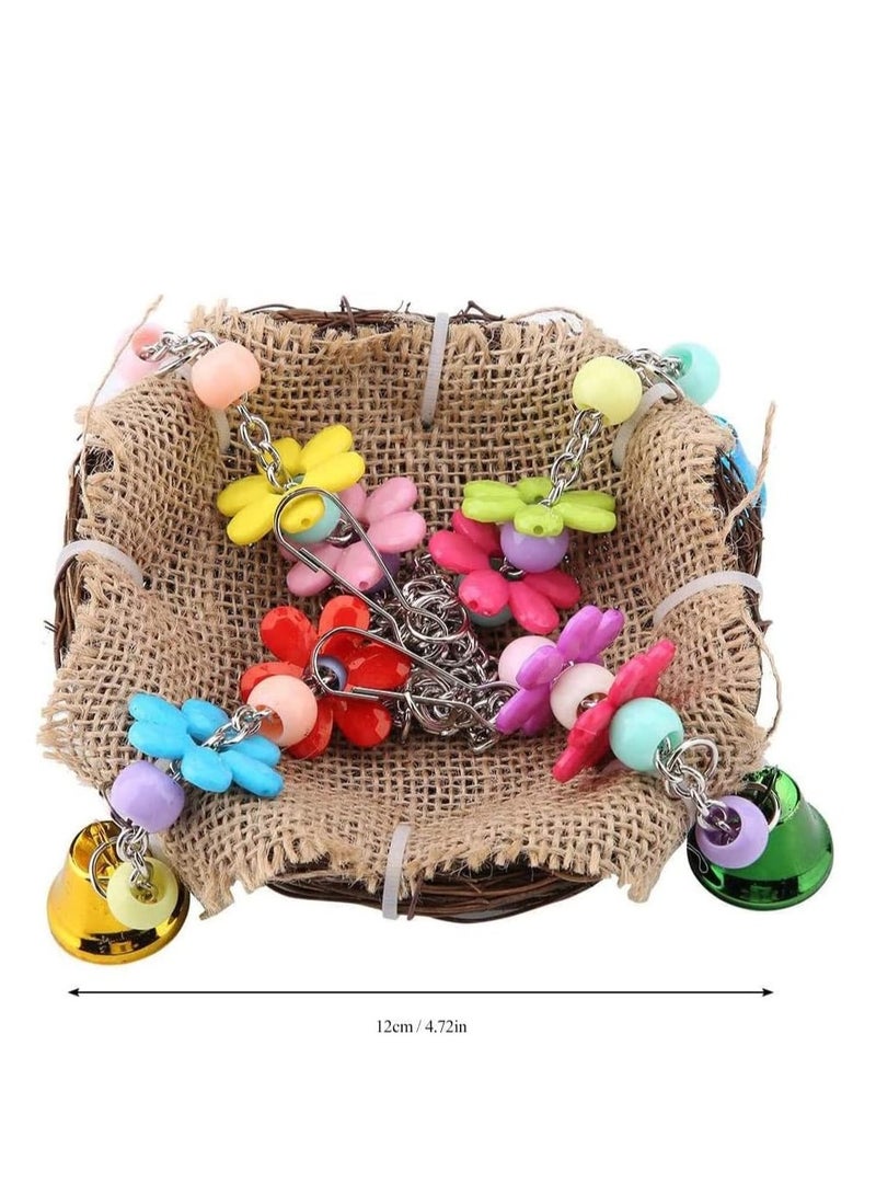 Excefore Hanging Bird Nest Bird Swing Toys with Bells Natural Rattan Winter Warm Nest Bird Cage Hammock for Cockatoo Macaw Grey Budgie Parakeet Cockatiel Lovebird Finch - Image 2