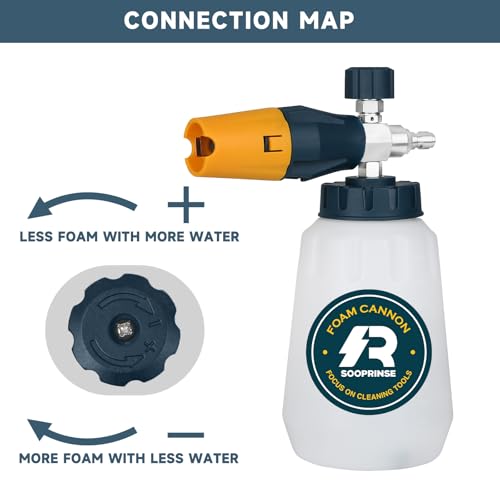 Sooprinse Foam Cannon with 1/4 Inch Quick Connector, Heavy Duty Car Foam Blaster Wide Neck Adjustable Snow Foam Lance for Pressure Washer, 1 Liter - Image 3