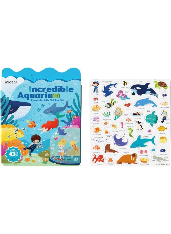 Mideer Reusable Puffy Sticker Book for Kids – Incredible Aquarium, Waterproof Sensory Sticker Activity Book with Marine Animals for Toddlers 1-3, Educational Creative Play Toy for Kids Age 2-4 - Image 1