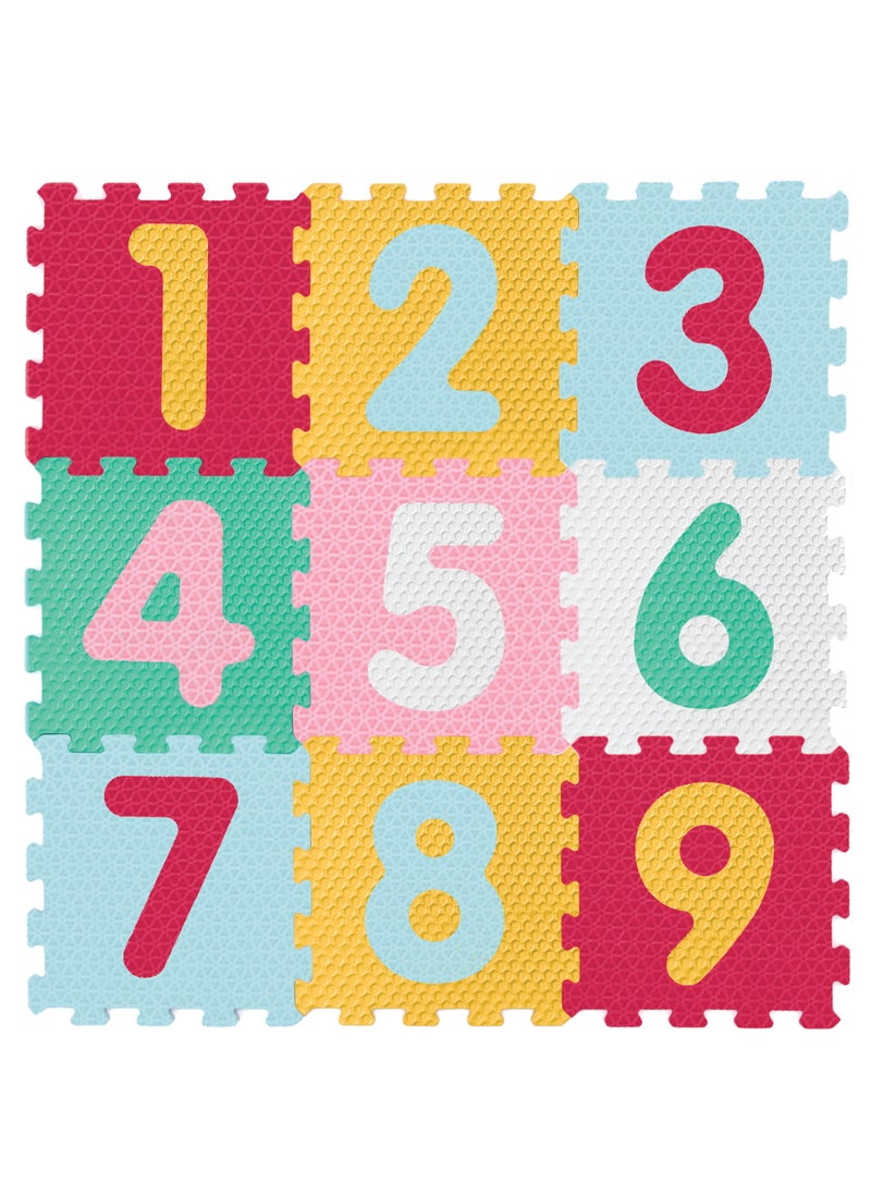 Sunta Sunta Mix Textured Numbers Puzzle Baby Mat (32x32cm)9 pcs - Assorted  - Image 1