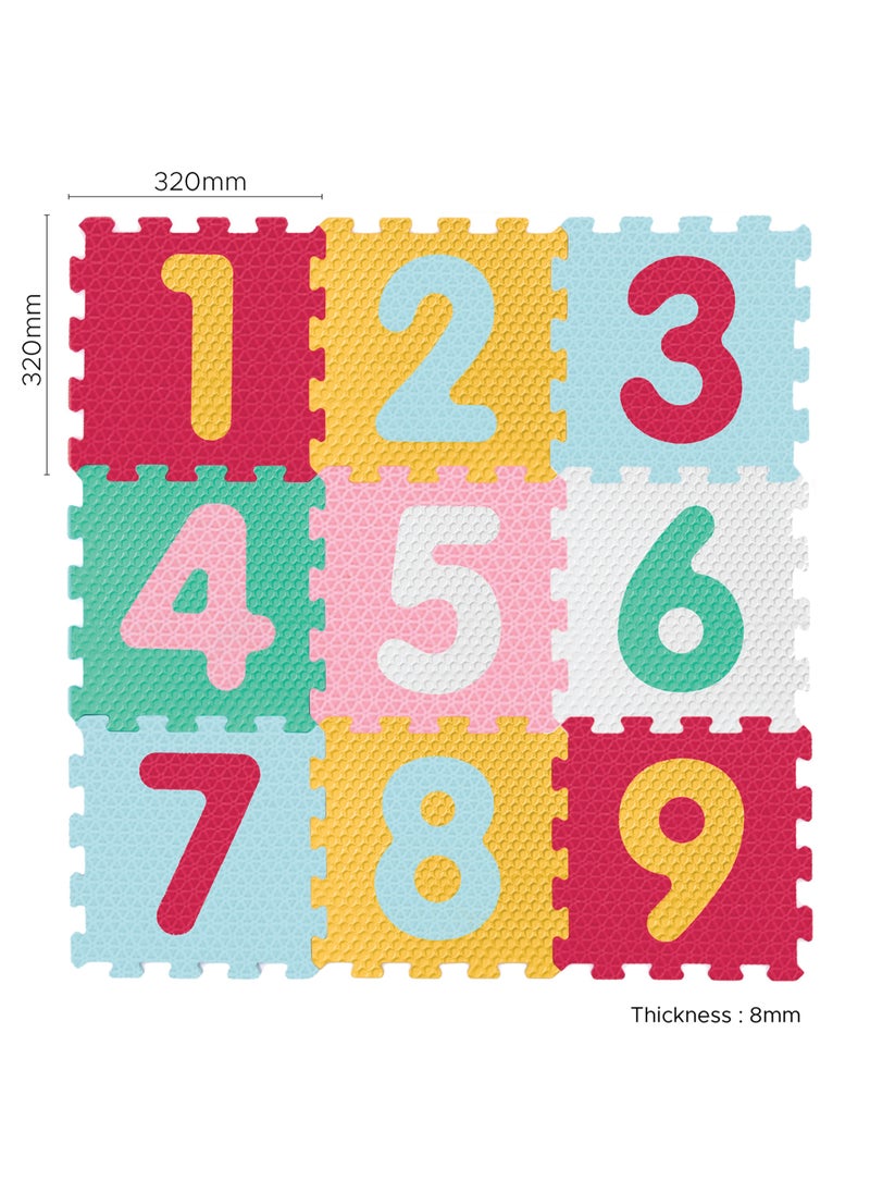 Sunta Sunta Mix Textured Numbers Puzzle Baby Mat (32x32cm)9 pcs - Assorted  - Image 2