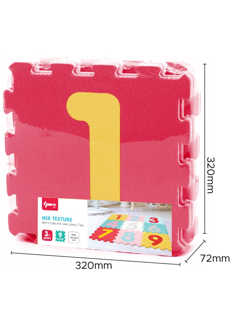 Sunta Sunta Mix Textured Numbers Puzzle Baby Mat (32x32cm)9 pcs - Assorted  - Image 5