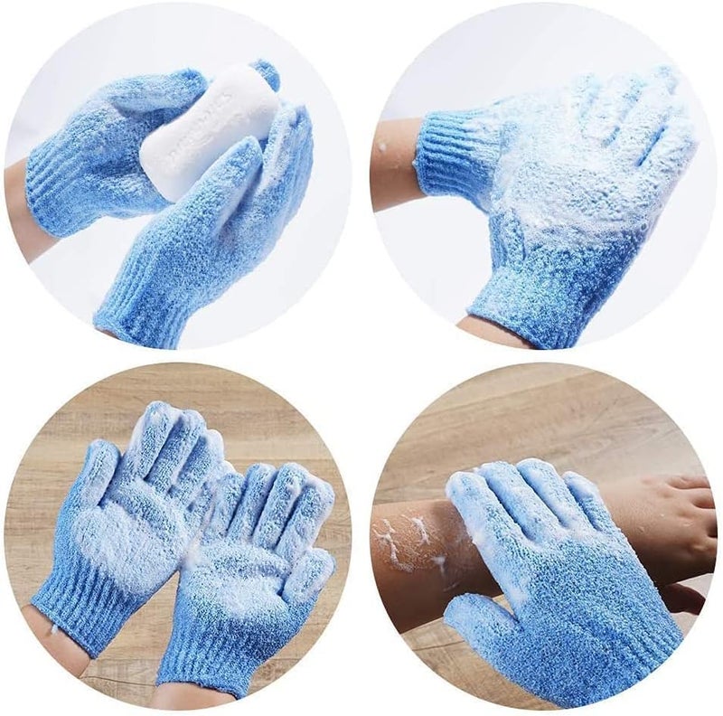 HZYH 8 Pcs Bamboo Exfoliating Gloves, Body Scrub Mitts for Dead Skin Removal, Shower Wash Gloves Suitable for Adults and Kids, Available in Blue, White, Pink, Orange - Image 5