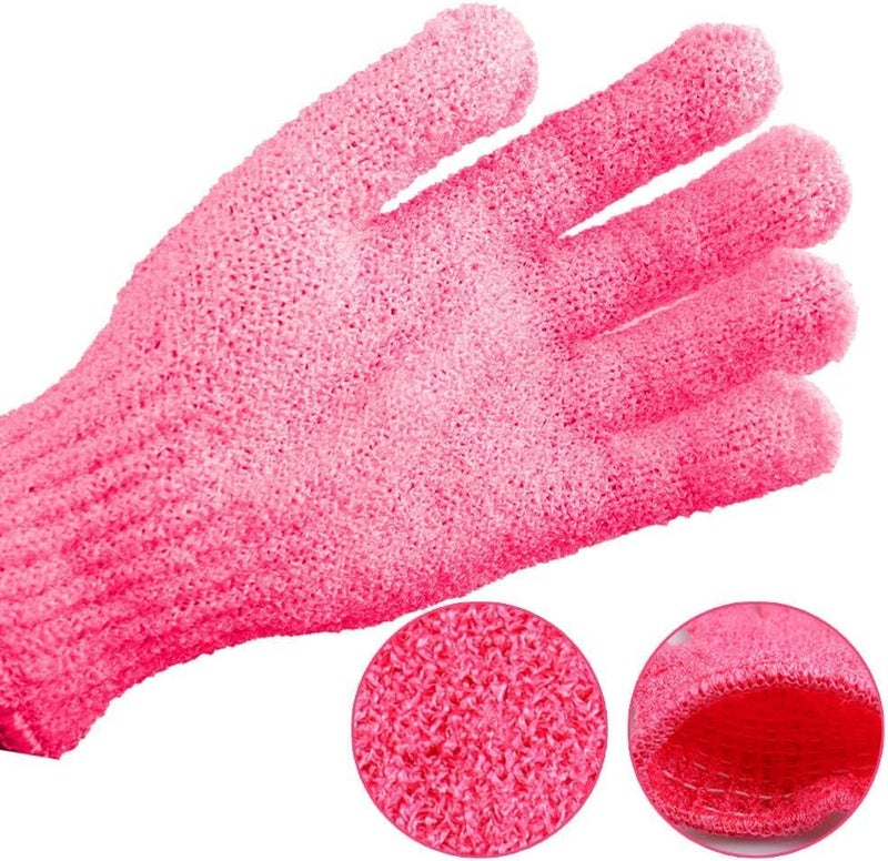 HZYH 8 Pcs Bamboo Exfoliating Gloves, Body Scrub Mitts for Dead Skin Removal, Shower Wash Gloves Suitable for Adults and Kids, Available in Blue, White, Pink, Orange - Image 3