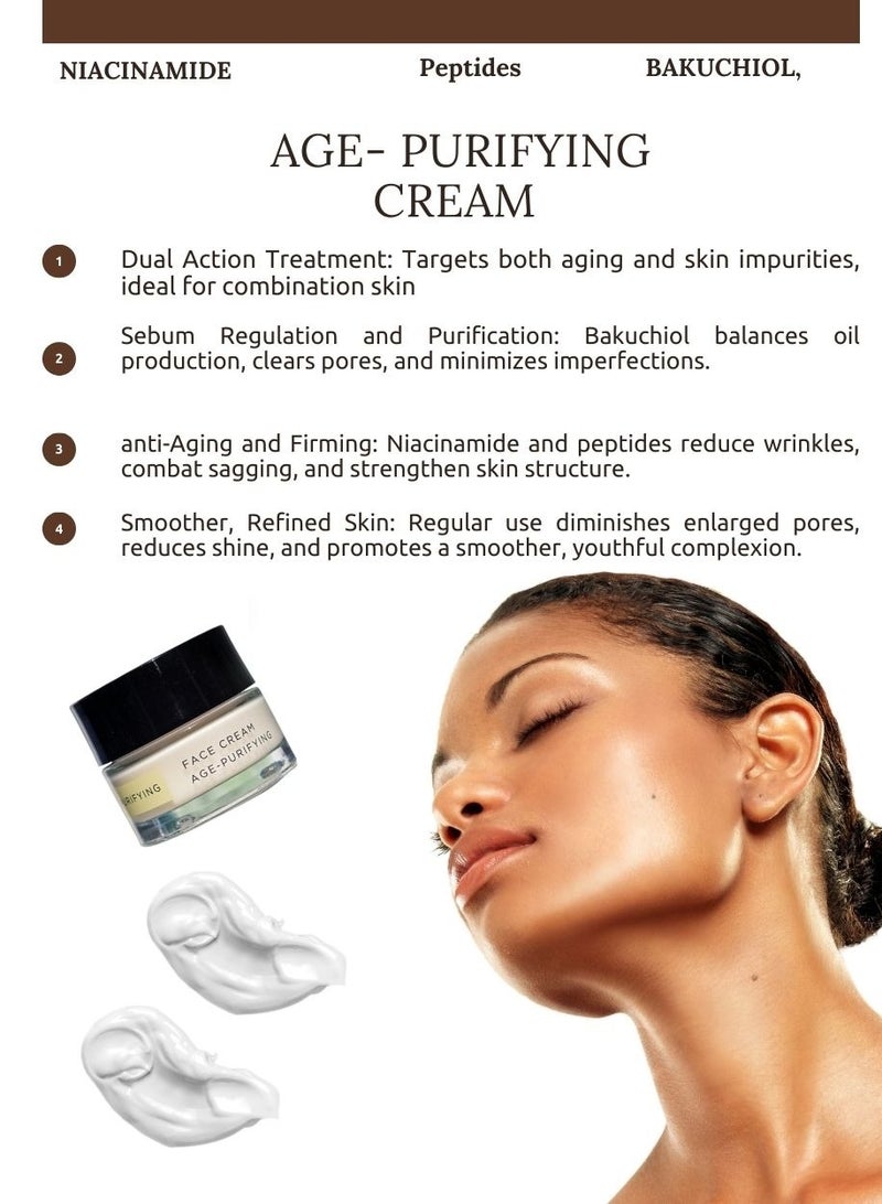 Naturys Face Age Purifying cream with Niacinamide, Bakuchiol, and Peptides for impure combined aged skin.Purifies, smooths, and fights aging naturally.  - Image 2