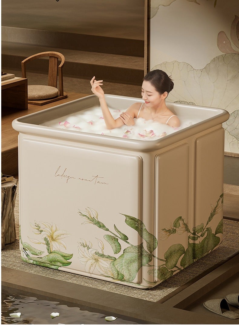 WALALLA Large Waterproof Portable Non-Inflatable Folding Soaking Spa Bathtub Barrel, Upgraded Household Shower Bathing Tubs, Bathroom Family Separate SPA with Support Rack Tub for Adults and Kid - Image 1