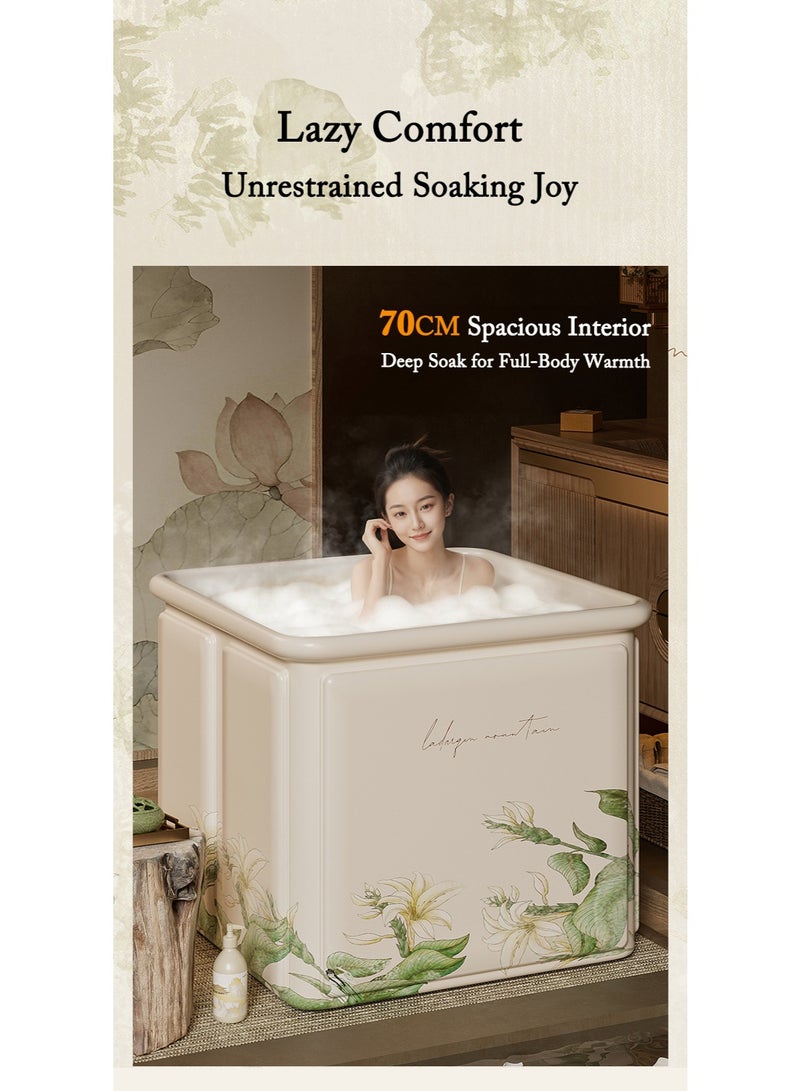 WALALLA Large Waterproof Portable Non-Inflatable Folding Soaking Spa Bathtub Barrel, Upgraded Household Shower Bathing Tubs, Bathroom Family Separate SPA with Support Rack Tub for Adults and Kid - Image 3