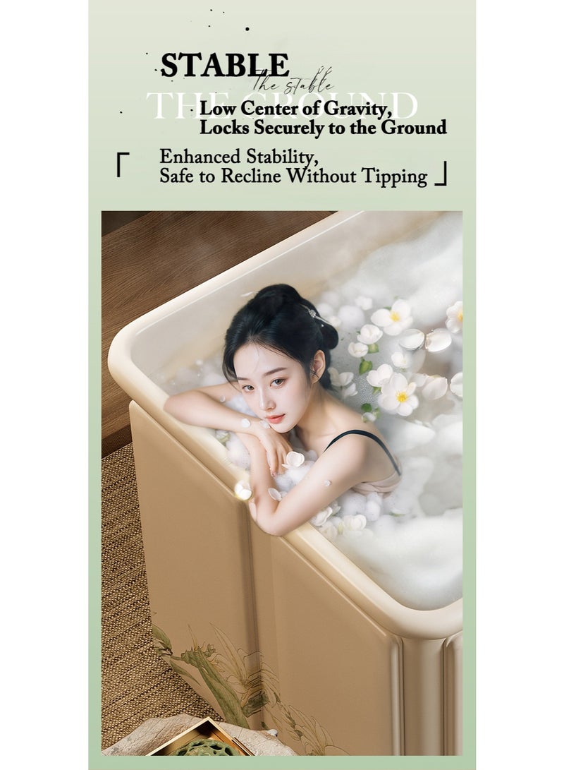WALALLA Large Waterproof Portable Non-Inflatable Folding Soaking Spa Bathtub Barrel, Upgraded Household Shower Bathing Tubs, Bathroom Family Separate SPA with Support Rack Tub for Adults and Kid - Image 5