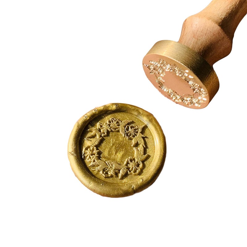 The Frayed Letters The Frayed Letters Wax Seal Stamp Wild Rose Wreath Sealing Stamp Removable Brass Seal Wooden Handle Invitations Embellishment Bottle Decoration Gift Packing  - Image 2