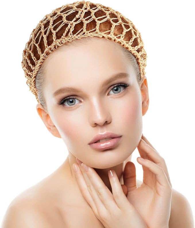 Uonlytech Hair Net Ladies Hats Crochet Hair Net Soft Rayon Snood Hair Net Crocheted Hair Net Cap Snoods for Women