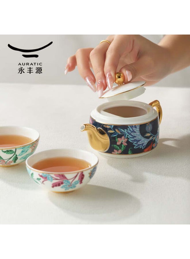 Auratic Auratic Guoci Baihua Happiness Garden Four-piece Travel Tea Set Outdoor Portable Bag One Pot Two Cups - Image 2