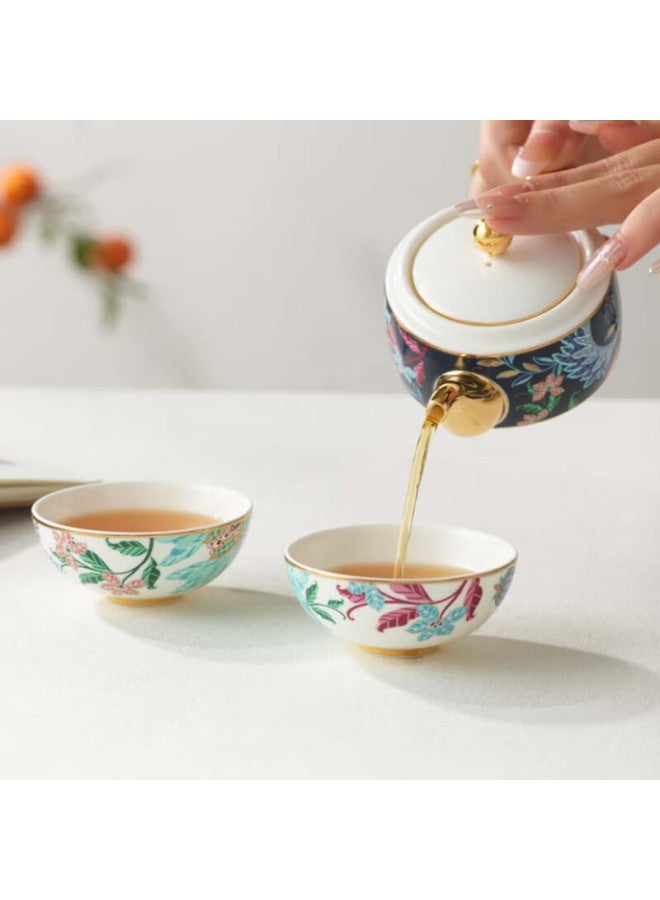 Auratic Auratic Guoci Baihua Happiness Garden Four-piece Travel Tea Set Outdoor Portable Bag One Pot Two Cups - Image 1