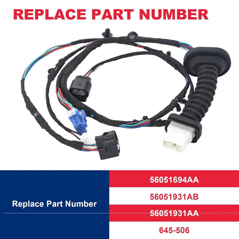 VASTAUTO Rear Door Wiring Harness with Connectors for 2004-2010 Dodge Ram 1500 2500 3500 4500 5500 (2PCS) - Image 2