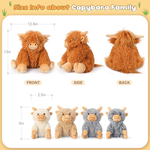 SuzziPals 5in1 Highland Cow Stuffed Animals with Babies Inside 5PC Set Highland Cow Plush Mommy 4 Babies Soft Pillow Plushies Decor Cute 3 to 8 Year Old Girl Gifts Imaginative Play Toy Cows - Image 5