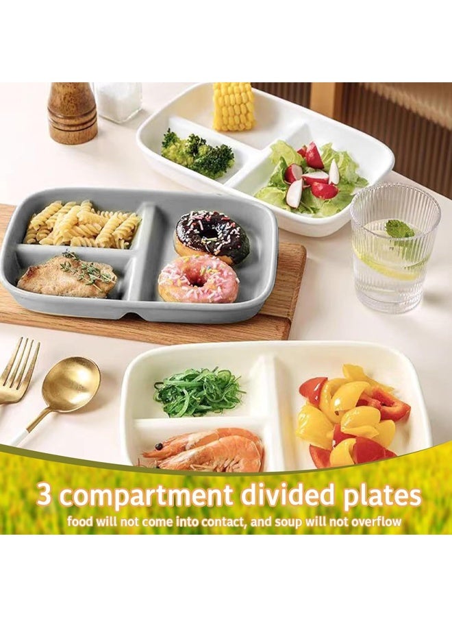 DUNISO 5 Pack Unbreakable Wheat Straw Divided Plates,Reusable Dinnerware,Round  Plastic Plate with 3 Compartments, for Kids and Adults,BPA-free - Image 3