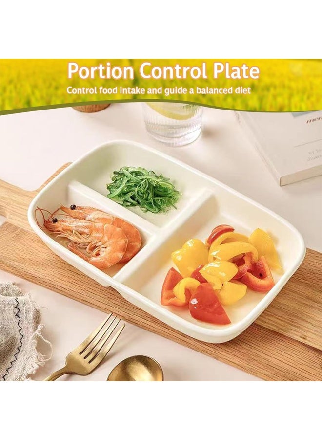 DUNISO 5 Pack Unbreakable Wheat Straw Divided Plates,Reusable Dinnerware,Round  Plastic Plate with 3 Compartments, for Kids and Adults,BPA-free - Image 4