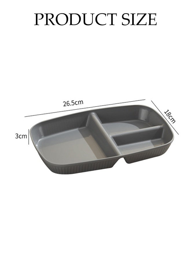 DUNISO 5 Pack Unbreakable Wheat Straw Divided Plates,Reusable Dinnerware,Round  Plastic Plate with 3 Compartments, for Kids and Adults,BPA-free - Image 2