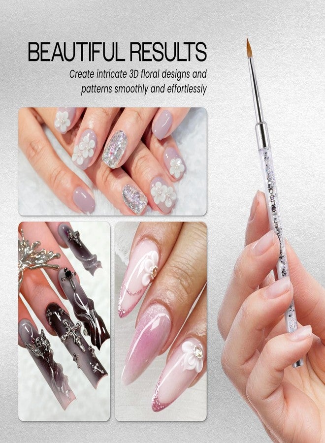 PANA 3D Kolinsky Nail Art Brush - Silver Glitter Handle, Size 5 - Acrylic Nail Art Sculpture Brush for Manicures Pedicure Salon Professional or Beginner - Image 3