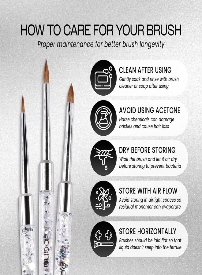 PANA 3D Kolinsky Nail Art Brush - Silver Glitter Handle, Size 5 - Acrylic Nail Art Sculpture Brush for Manicures Pedicure Salon Professional or Beginner - Image 5