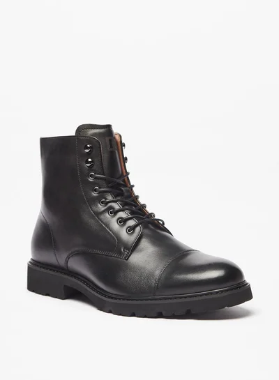 DUCHINI Men's Solid Ankle Boots with Zip Closure