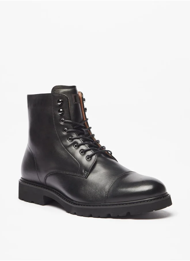 دوتشيني Men's Solid Ankle Boots with Zip Closure