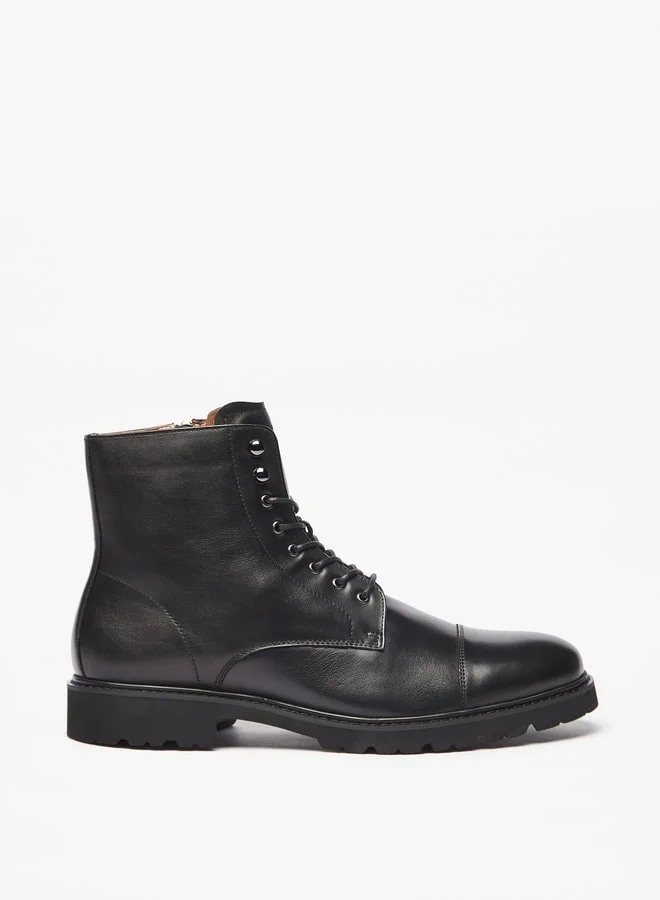 DUCHINI Men's Solid Ankle Boots with Zip Closure