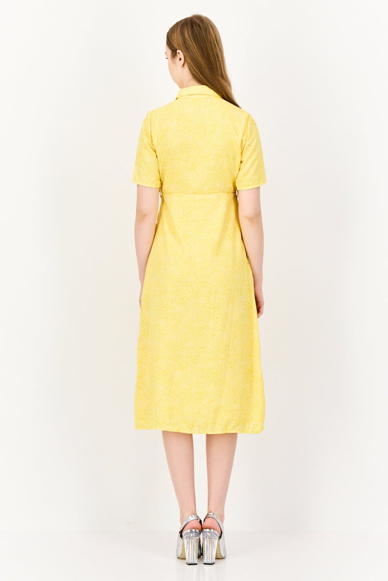 ONLY Women Allover Print Mini Dress, Yellow - Image 4