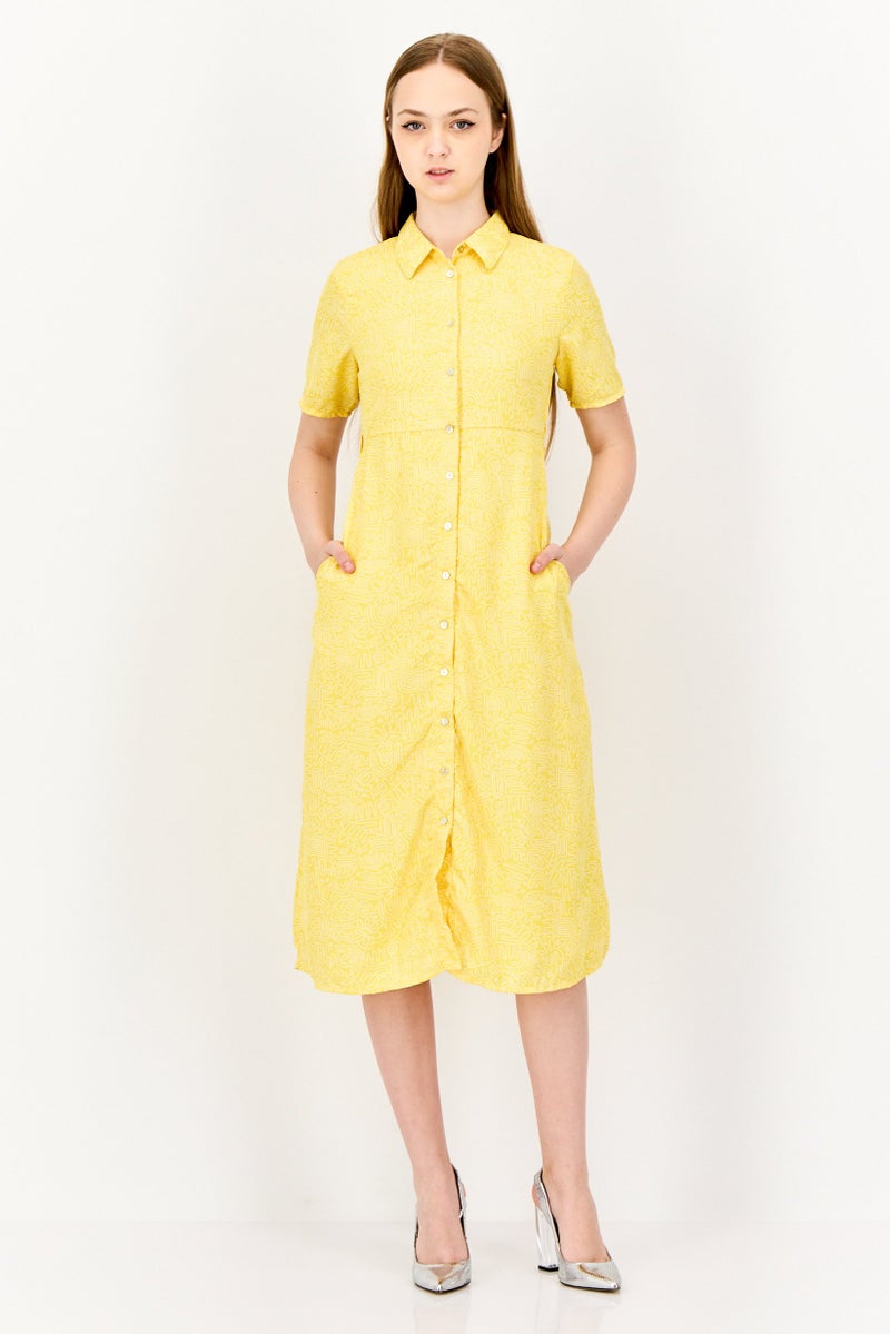 ONLY Women Allover Print Mini Dress, Yellow - Image 1