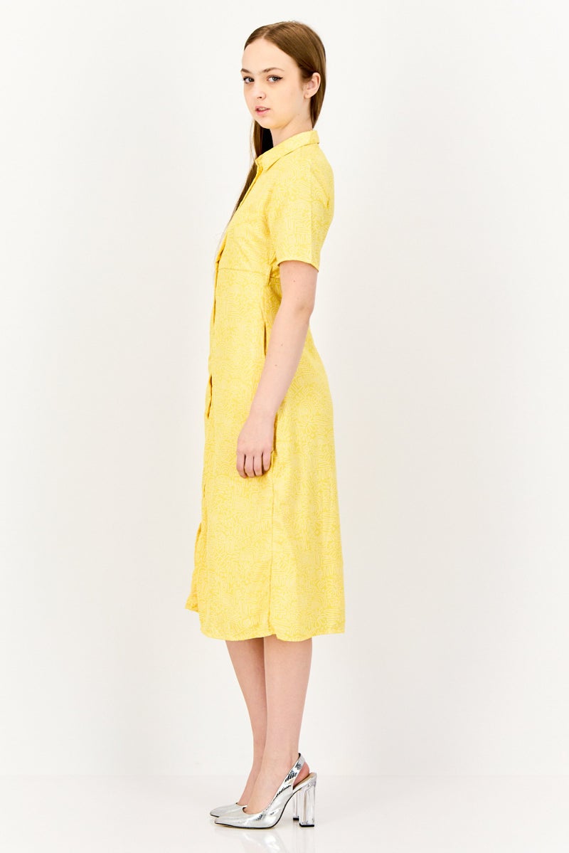 ONLY Women Allover Print Mini Dress, Yellow - Image 3