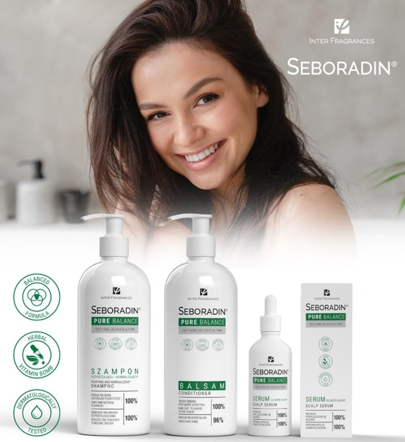Seboradin Conditioner for Thin Fine Hair Hair Hair Conditioner for Oily Hair Moisturising Smoothing Inulin Jojoba Oil Vegetable Glycerine Pure Ballance 400 ml - Image 1