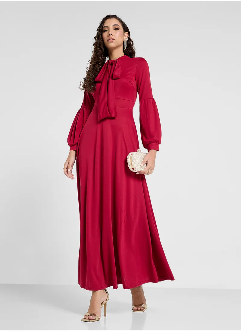 خزانة Pleated Dress With Tie Detail